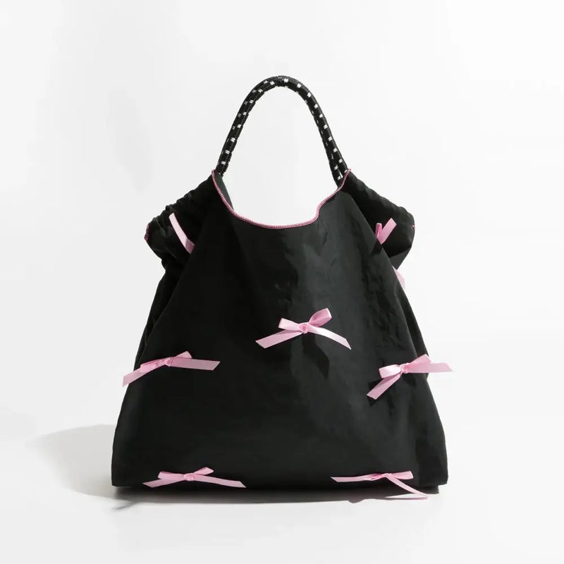 Soft pink bow-adorned shoulder bag - Y2k Empire