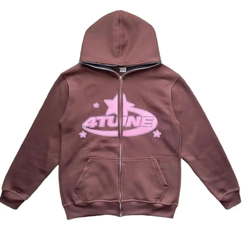 Starry y2k brown hoodie - Y2k Empire