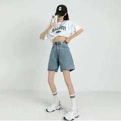 Stylish adjustable waist denim shorts - Y2k Empire