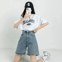 Stylish adjustable waist denim shorts - Y2k Empire