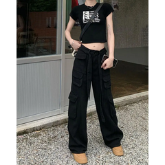 Stylish cargo pants with tie-up waist - Y2k Empire