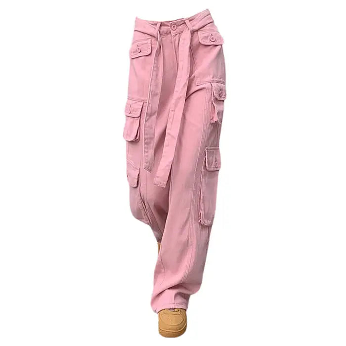 Stylish cargo pants with tie-up waist - Y2k Empire