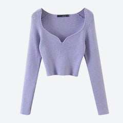 Sweetheart neckline rib-knit crop top - Y2k Empire