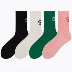 Text embroidered ribbed socks - Y2k Empire