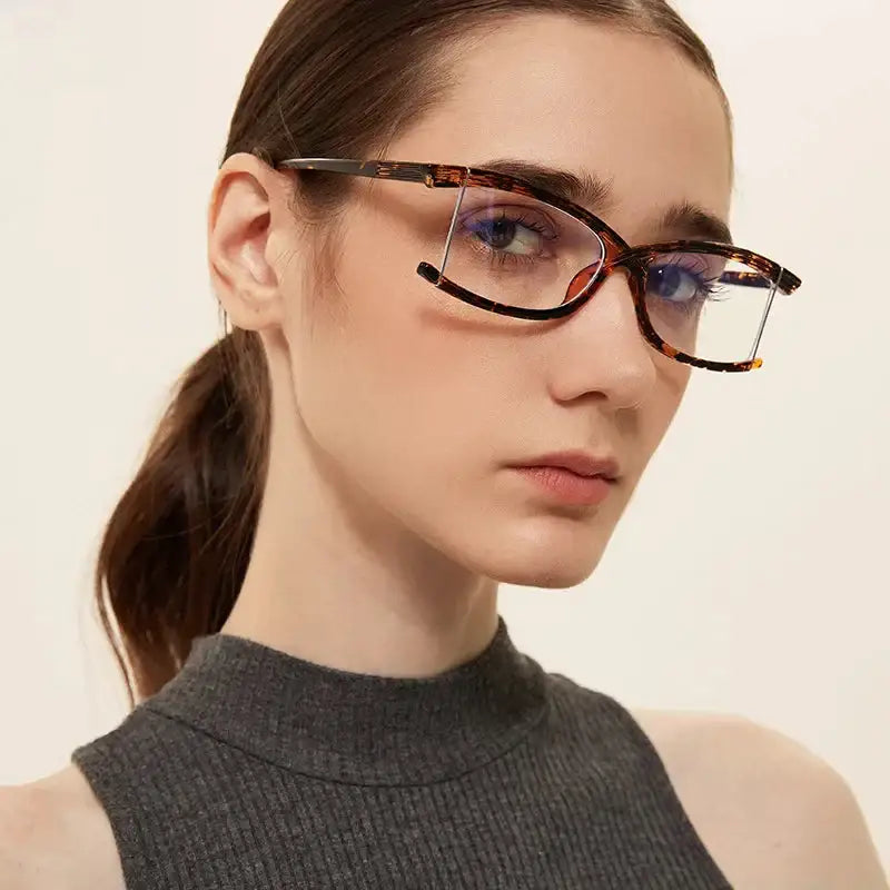 Tortoiseshell half-frame spectacles - Y2k Empire