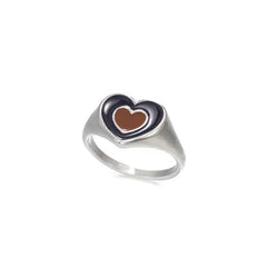 Two-tone brown heart ring - Y2k Empire