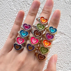 Two-tone brown heart ring - Y2k Empire