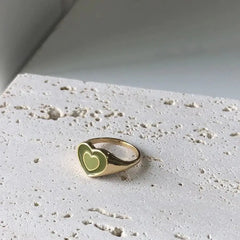 Two-tone brown heart ring - Y2k Empire