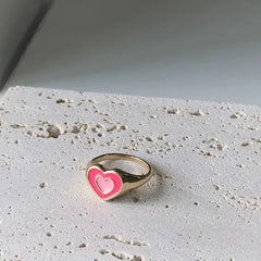 Two-tone brown heart ring - Y2k Empire