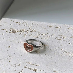 Two-tone brown heart ring - Y2k Empire