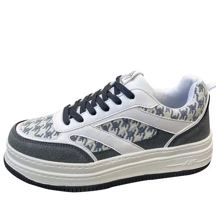 Vegan leather dogtooth check sneakers - Y2k Empire