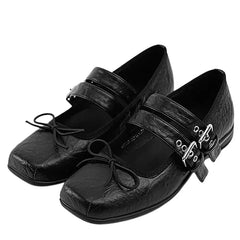 Vegan leather double strap ballet flats - Y2k Empire