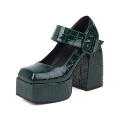 Vegan leather mary jane platform heels - Y2k Empire