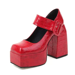 Vegan leather mary jane platform heels - Y2k Empire