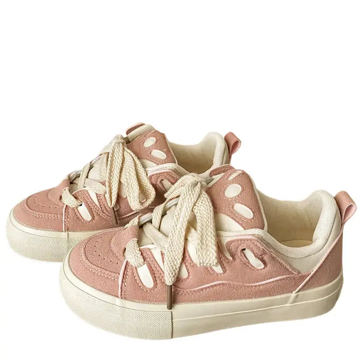 Vegan leather pink skater sneakers - Y2k Empire