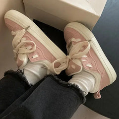 Vegan leather pink skater sneakers - Y2k Empire