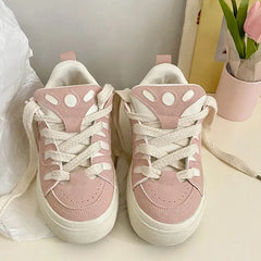 Vegan leather pink skater sneakers - Y2k Empire