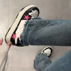 Vegan leather pink star sneakers - Y2k Empire