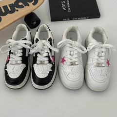 Vegan leather pink star sneakers - Y2k Empire