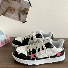 Vegan leather pink star sneakers - Y2k Empire