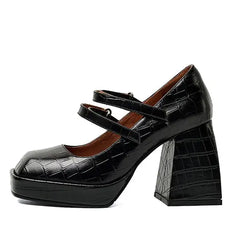 Vegan leather platform heel sandals - Y2k Empire