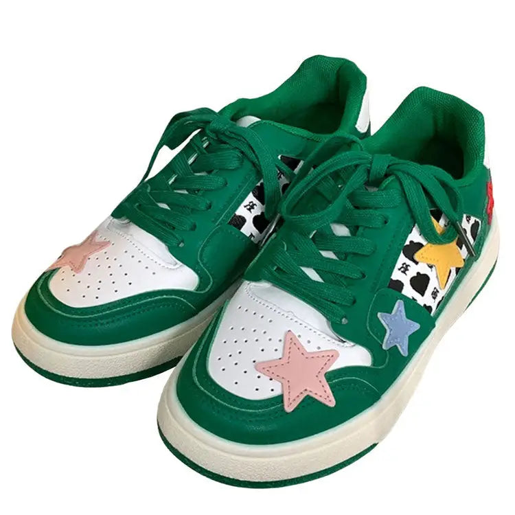 Vegan leather shooting star sneakers - Y2k Empire