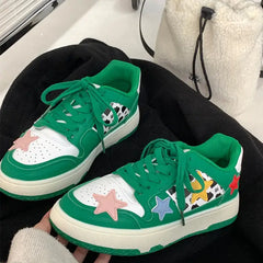 Vegan leather shooting star sneakers - Y2k Empire