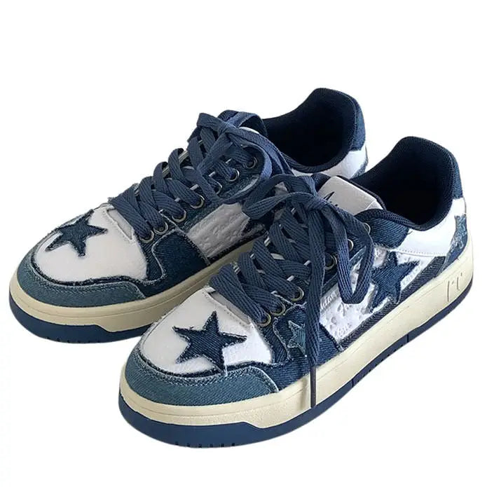 Vegan leather star sneakers - Y2k Empire