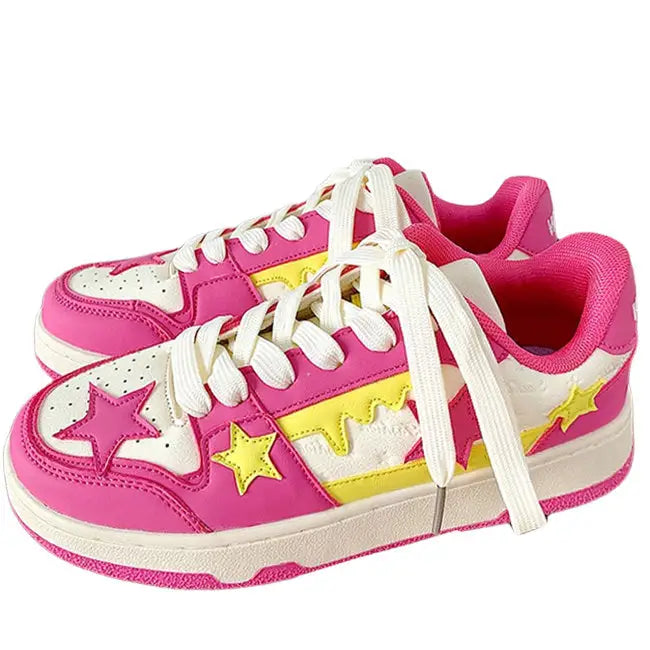 Vegan leather star sneakers - Y2k Empire