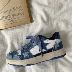 Vegan leather star sneakers - Y2k Empire