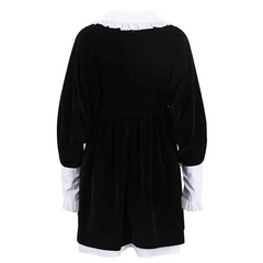 Velvet mini dress with contrast collar and puff sleeves - Y2k Empire