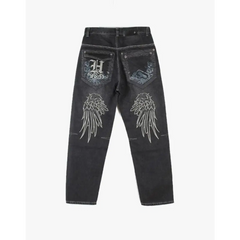 Vintage baggy eagle wing jeans - Y2k Empire