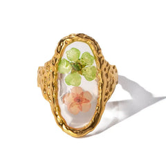 Vintage dried flowers ring set - Y2k Empire