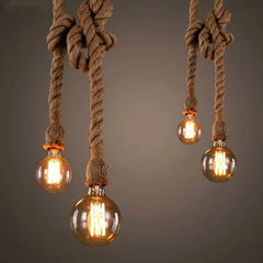 Vintage hemp rope pendant light - Y2k Empire