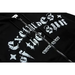 Vintage moon and star zip hoodie - Y2k Empire