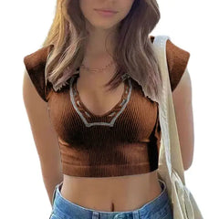 Vintage ribbed crop top - Y2k Empire