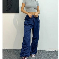 Vintage y2k blue parachute pants for women - Y2k Empire