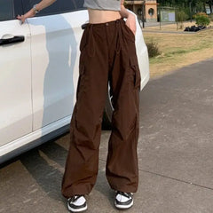 Vintage y2k cargo pants in rich brown - Y2k Empire