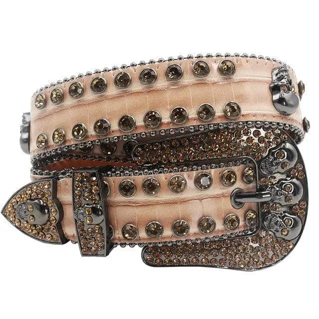 Vintage y2k diamond studded nude belt - Y2k Empire