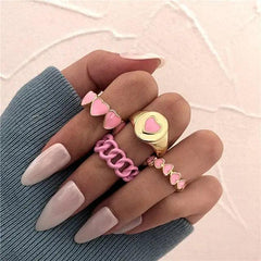 Vintage y2k pink ring set - Y2k Empire