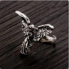 Vintage y2k sterling silver angel wings ring - Y2k Empire