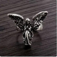 Vintage y2k sterling silver angel wings ring - Y2k Empire