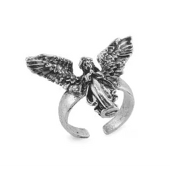 Vintage y2k sterling silver angel wings ring - Y2k Empire