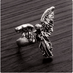 Vintage y2k sterling silver angel wings ring - Y2k Empire