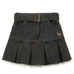 Washed denim pleated mini skirt - Y2k Empire