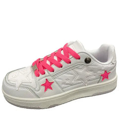 White vegan leather sneakers with pink stars ✨ - Y2k Empire