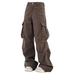 Wide fit cargo pocket brown pants - Y2k Empire