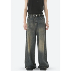 Wide-legged denim trousers: grunge-inspired comfort - Y2k Empire