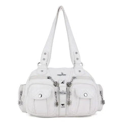 Y2k 2-in-1 shoulder bag with silver-tone detailing - Y2k Empire