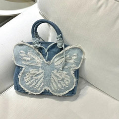 Y2k aesthetic denim butterfly handbag - Y2k Empire